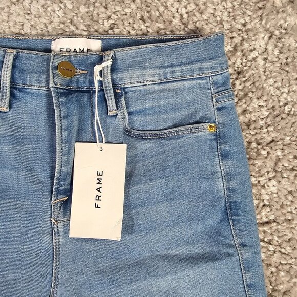 Frame Jeans Womens 25  Blue Le High Skinny Raw Hem Stretch Denim New - Picture 4 of 15